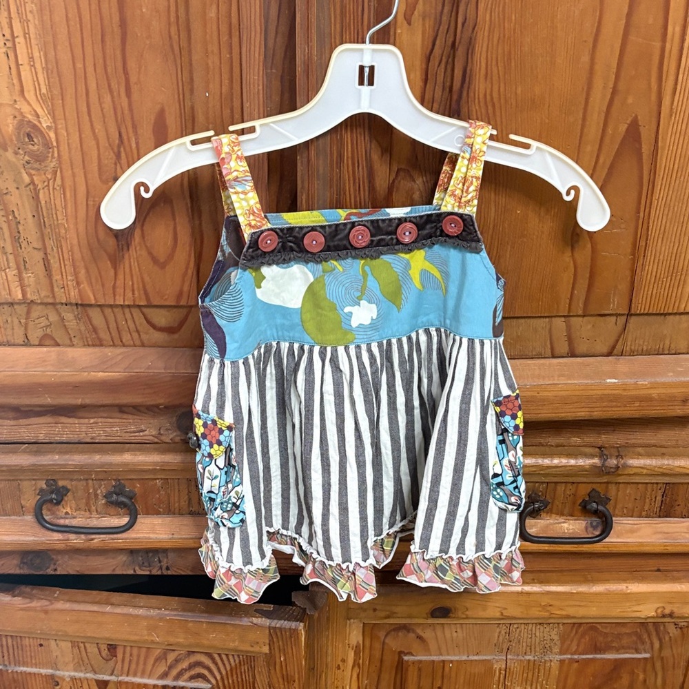 Matilda Jane Blue Floral & Gray Striped Girls Sundress